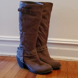 Nicole beige faux suede boots size 8